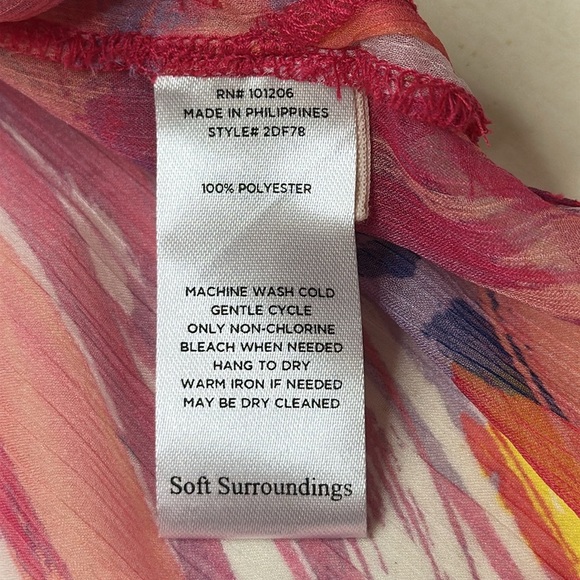 Soft Surroundings Sheer Multicolor Summer Festival Tunic Button Down Size L - Picture 12 of 16